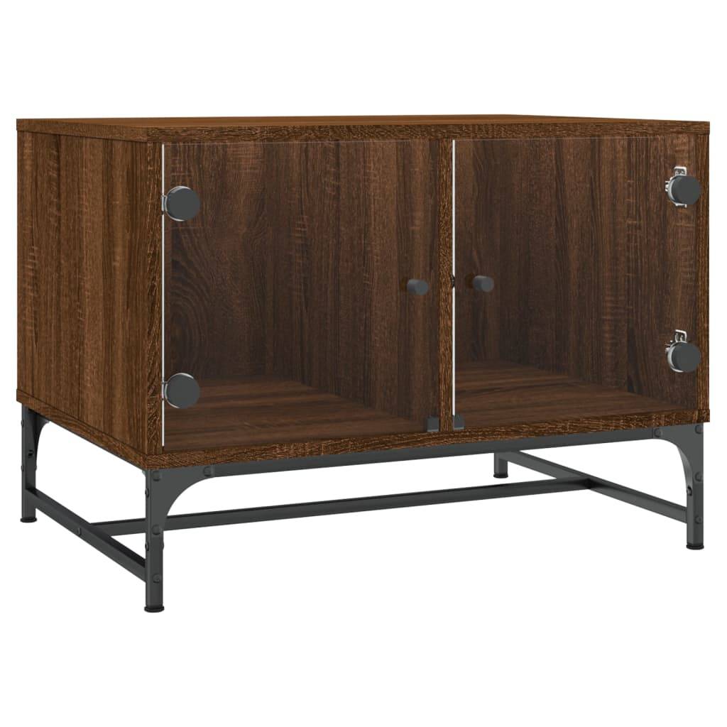 vidaXL Couchtisch mit Glastüren Braun Eichen-Optik 68,5x50x50 cm