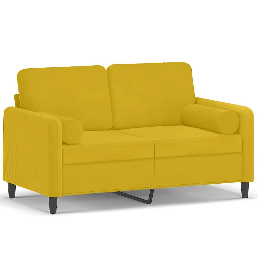 vidaXL 2-Sitzer-Sofa mit Zierkissen Gelb 120 cm Samt