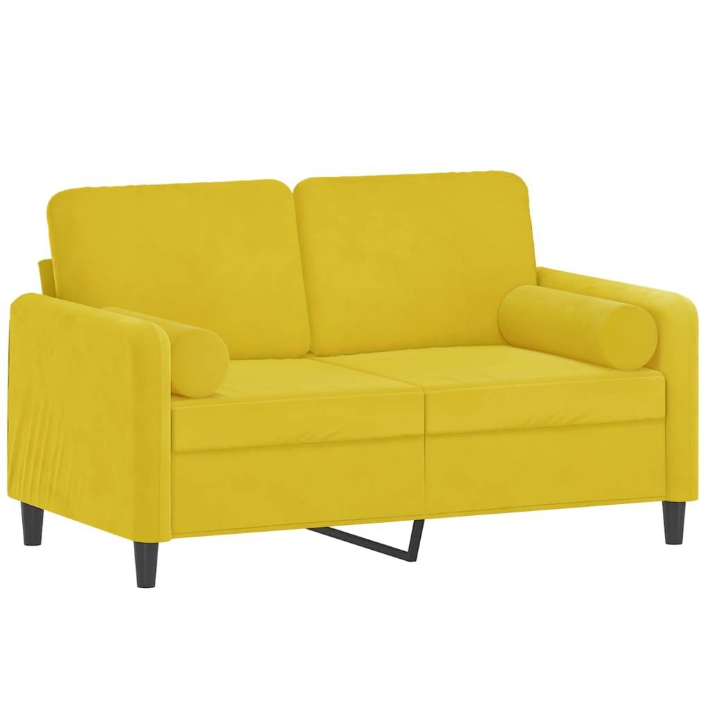 vidaXL 2-Sitzer-Sofa mit Zierkissen Gelb 120 cm Samt