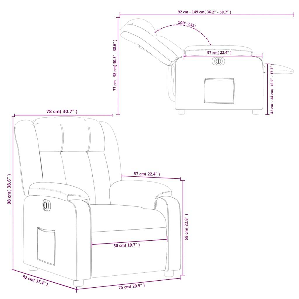 vidaXL Relaxsessel Elektrisch Dunkelbraun Stoff