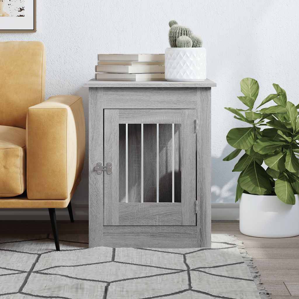 vidaXL Hundekäfig im Möbelstil Grau Sonoma 55x80x68 cm Holzwerkstoff