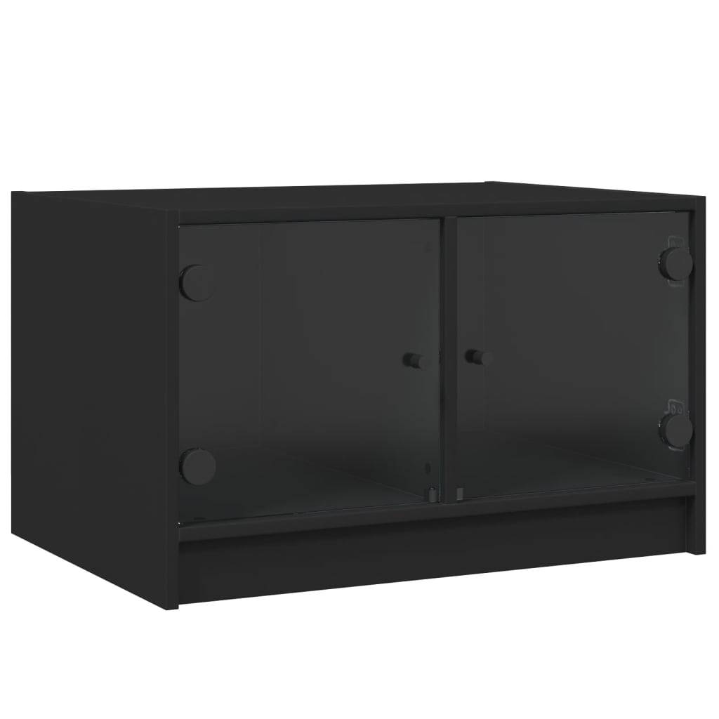 vidaXL Couchtisch mit Glastüren Schwarz 68x50x42 cm