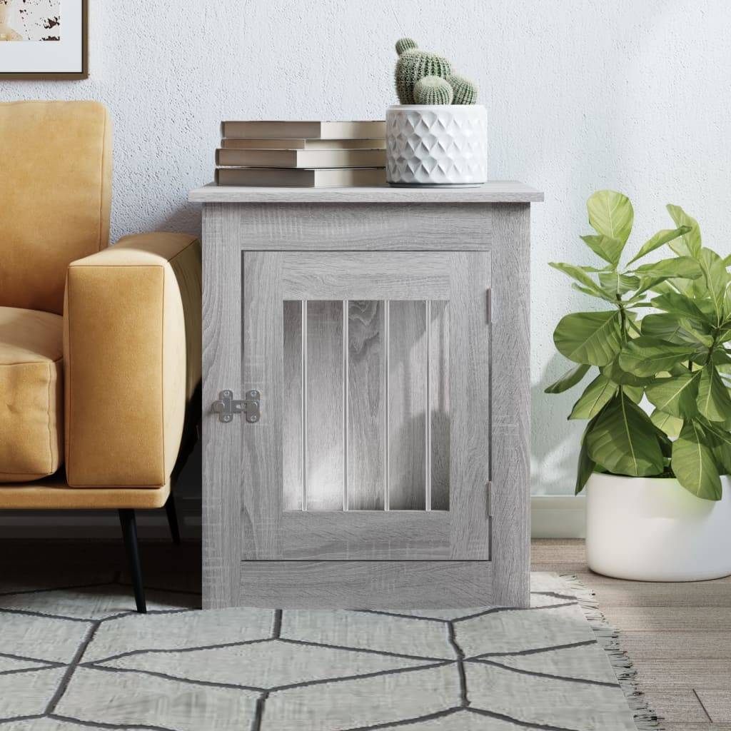 vidaXL Hundekäfig im Möbelstil Grau Sonoma 55x75x65 cm Holzwerkstoff