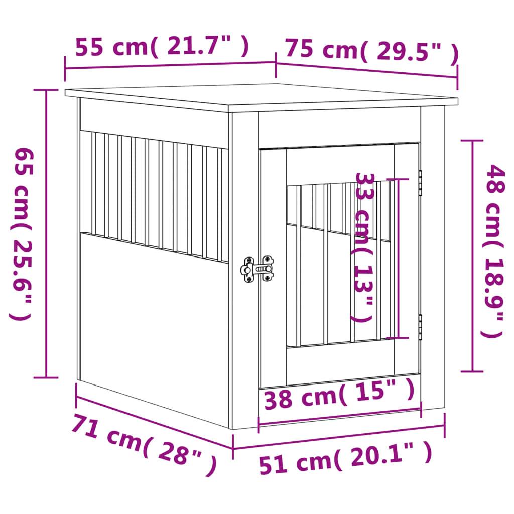 vidaXL Hundekäfig im Möbelstil Grau Sonoma 55x75x65 cm Holzwerkstoff