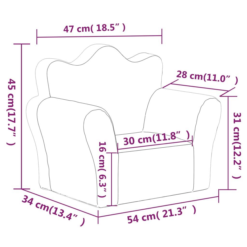 vidaXL Kindersofa Anthrazit Weich Plüsch
