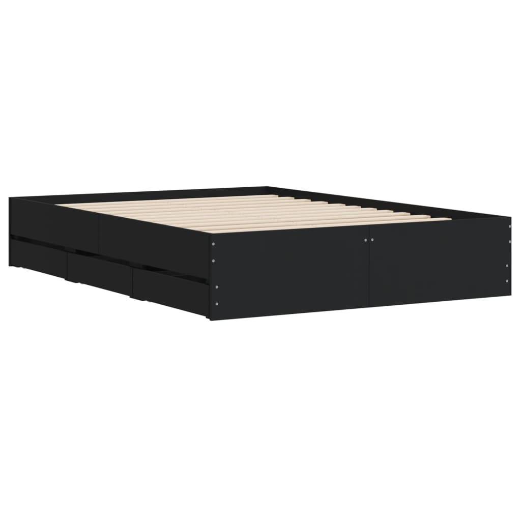 vidaXL Bettgestell mit Schubladen Schwarz 120x190 cm Holzwerkstoff