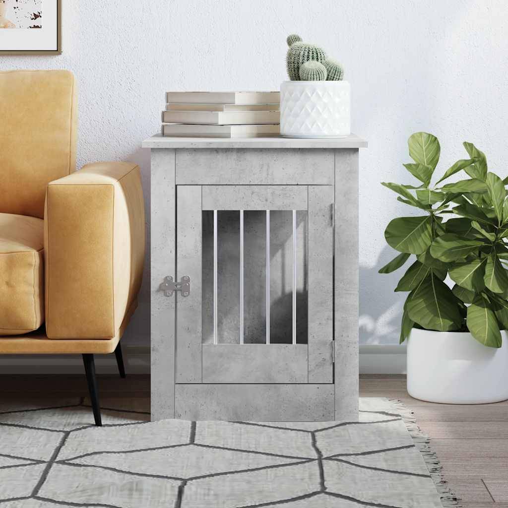 vidaXL Hundekäfig im Möbelstil Betongrau 55x80x68 cm Holzwerkstoff