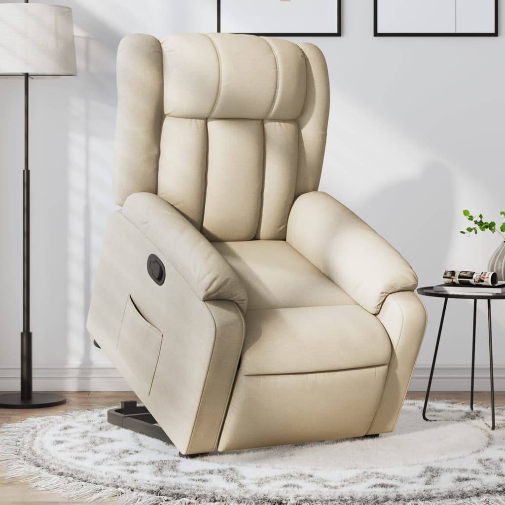 vidaXL Relaxsessel mit Aufstehhilfe Creme Stoff
