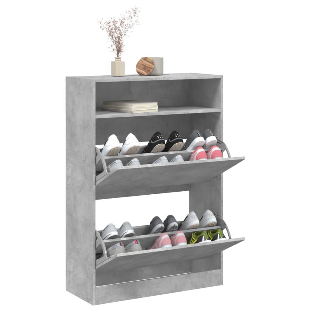 vidaXL Schuhschrank mit 2 Klappen Betongrau 80x34x116 cm