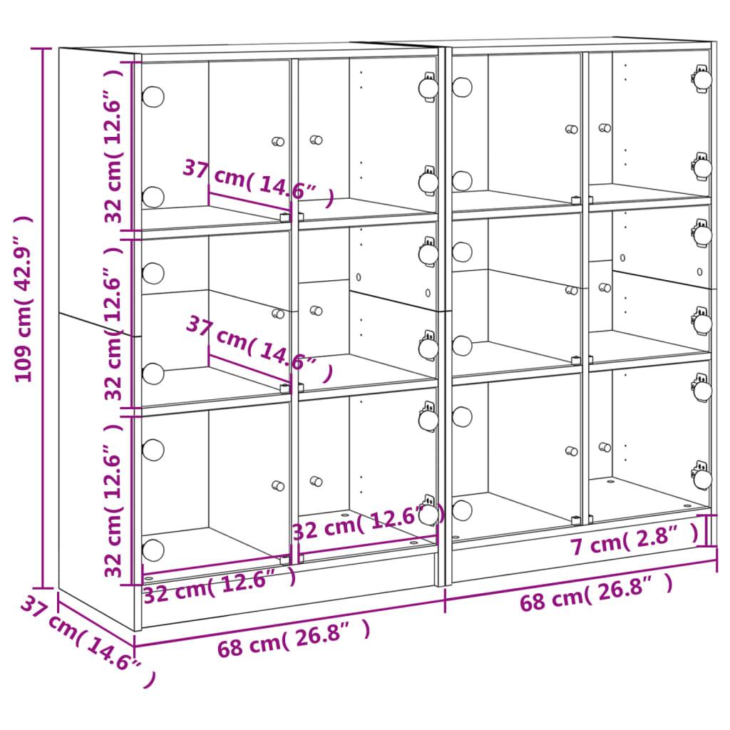 vidaXL Bücherregal mit Türen Grau Sonoma 136x37x109 cm Holzwerkstoff