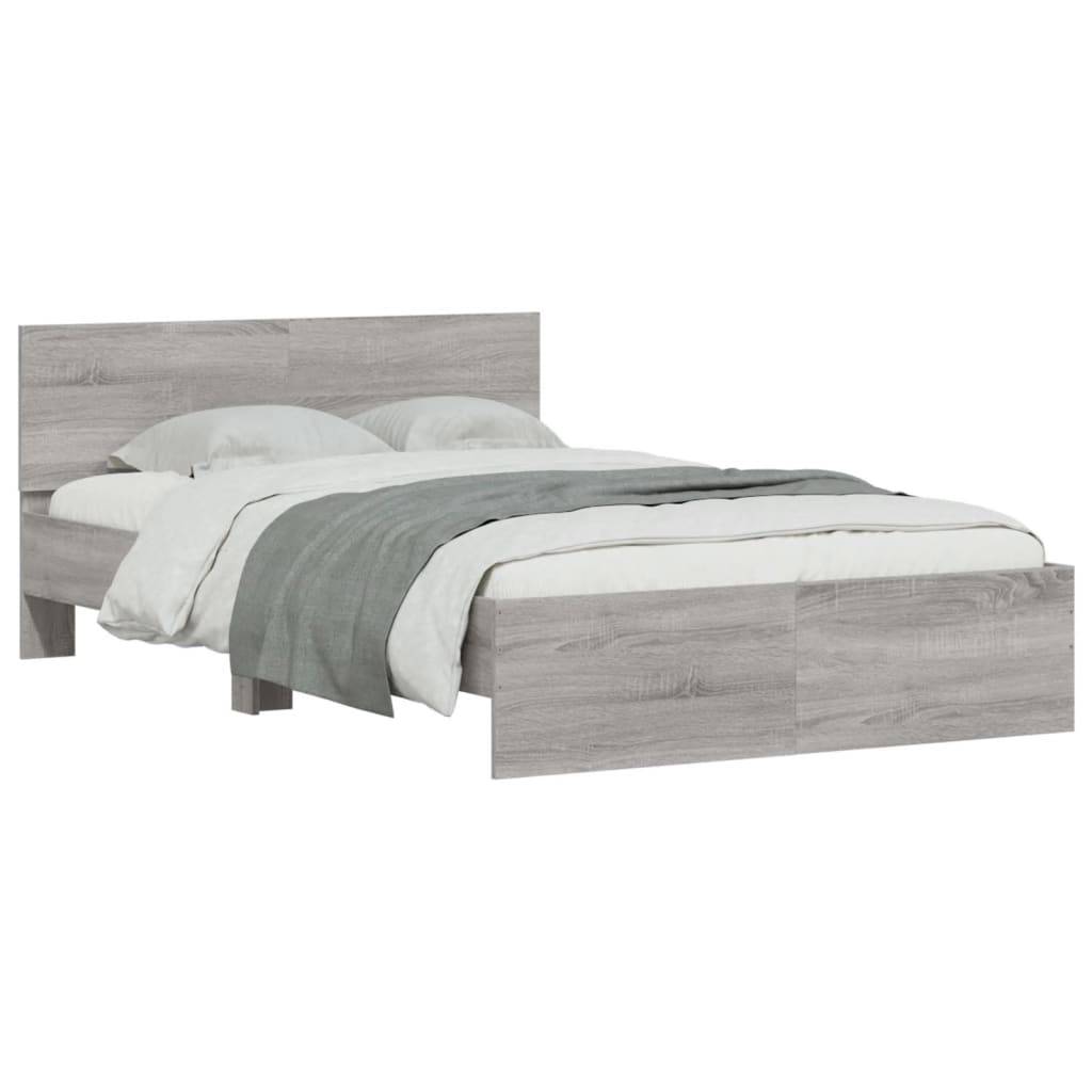 vidaXL Bettgestell mit Kopfteil Grau Sonoma 120x190 cm