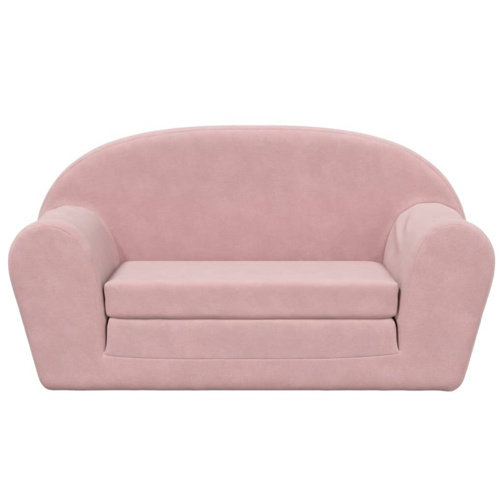 vidaXL Kinder-Schlafsofa 2-Sitzer Rosa Weicher Plüsch