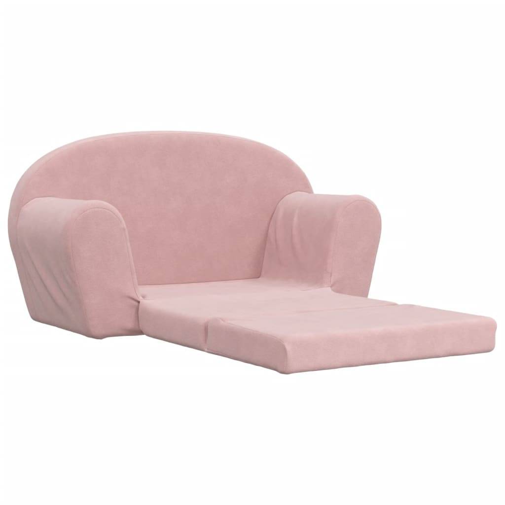 vidaXL Kinder-Schlafsofa 2-Sitzer Rosa Weicher Plüsch