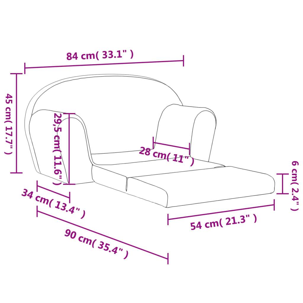 vidaXL Kinder-Schlafsofa 2-Sitzer Rosa Weicher Plüsch