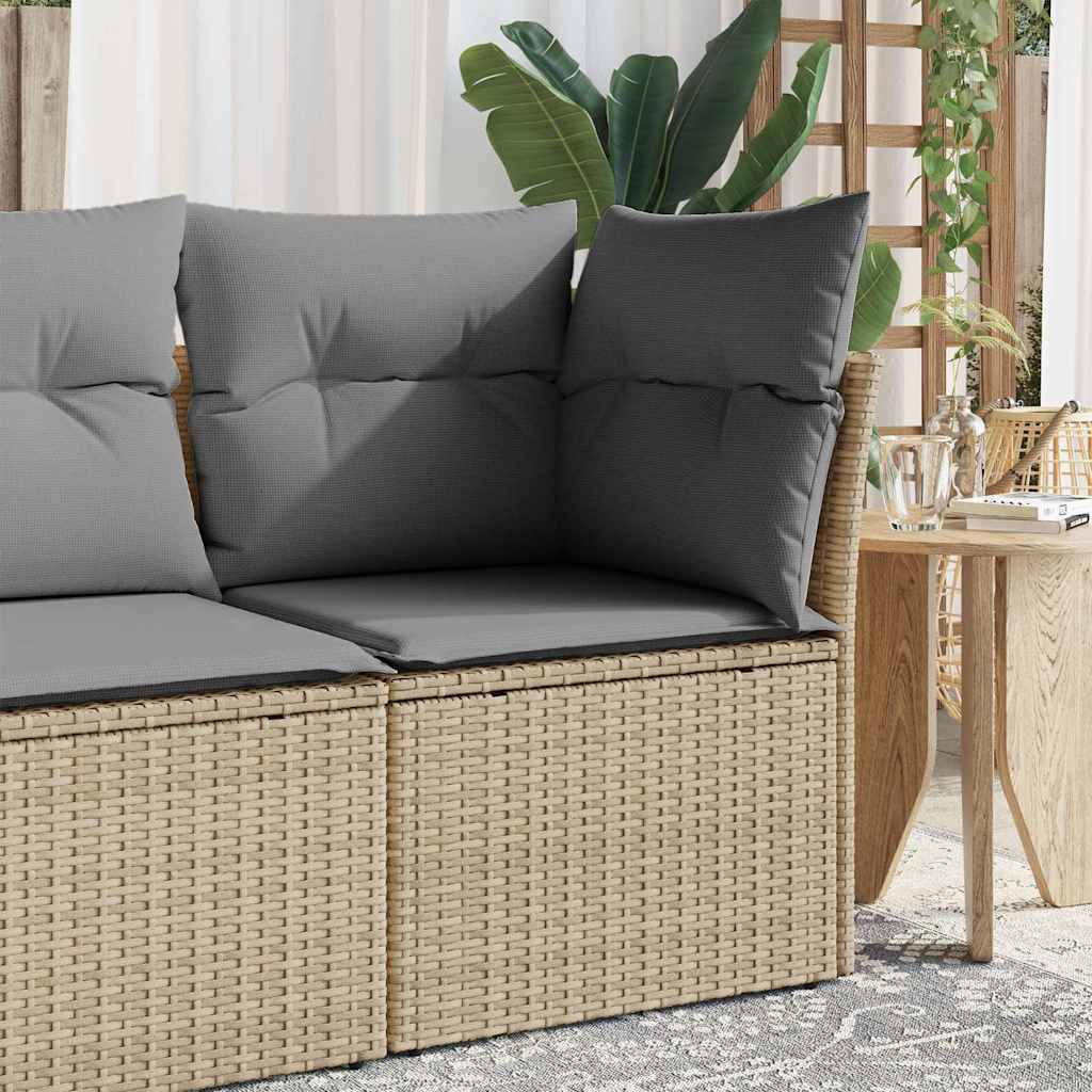vidaXL Garten-Ecksofa mit Kissen Beige Poly Rattan
