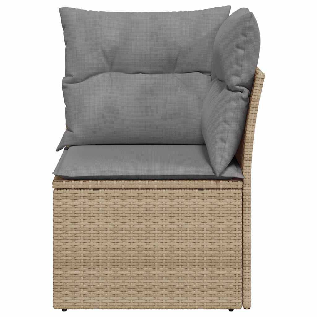 vidaXL Garten-Ecksofa mit Kissen Beige Poly Rattan