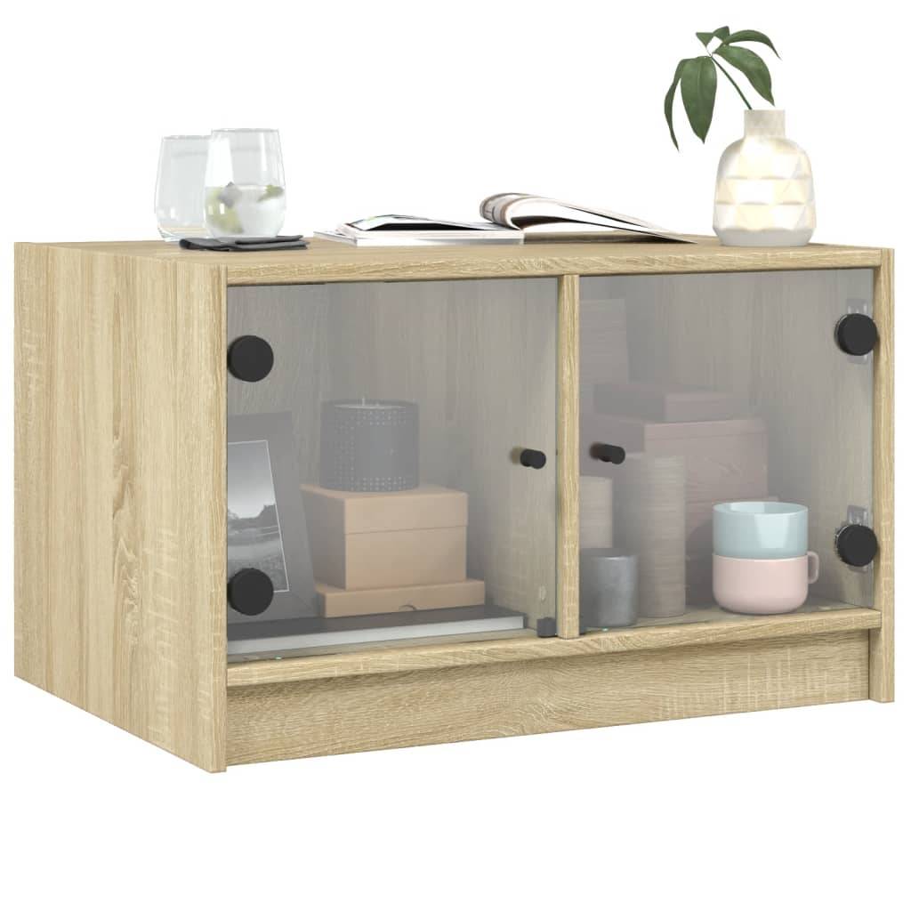 vidaXL Couchtisch mit Glastüren Sonoma-Eiche 68x50x42 cm