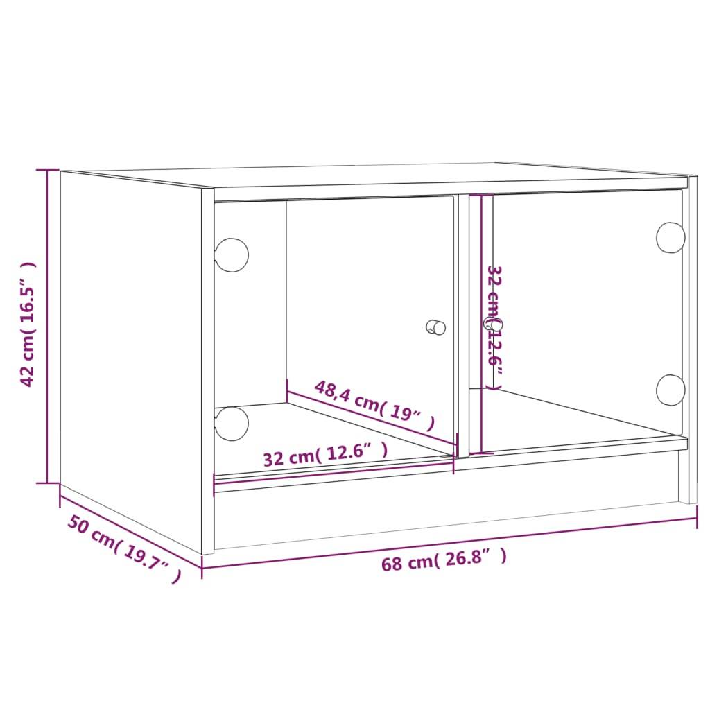 vidaXL Couchtisch mit Glastüren Sonoma-Eiche 68x50x42 cm