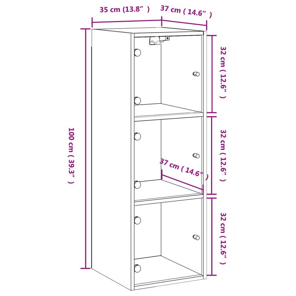 vidaXL Wandschrank mit Glastüren Räuchereiche 35x37x100 cm