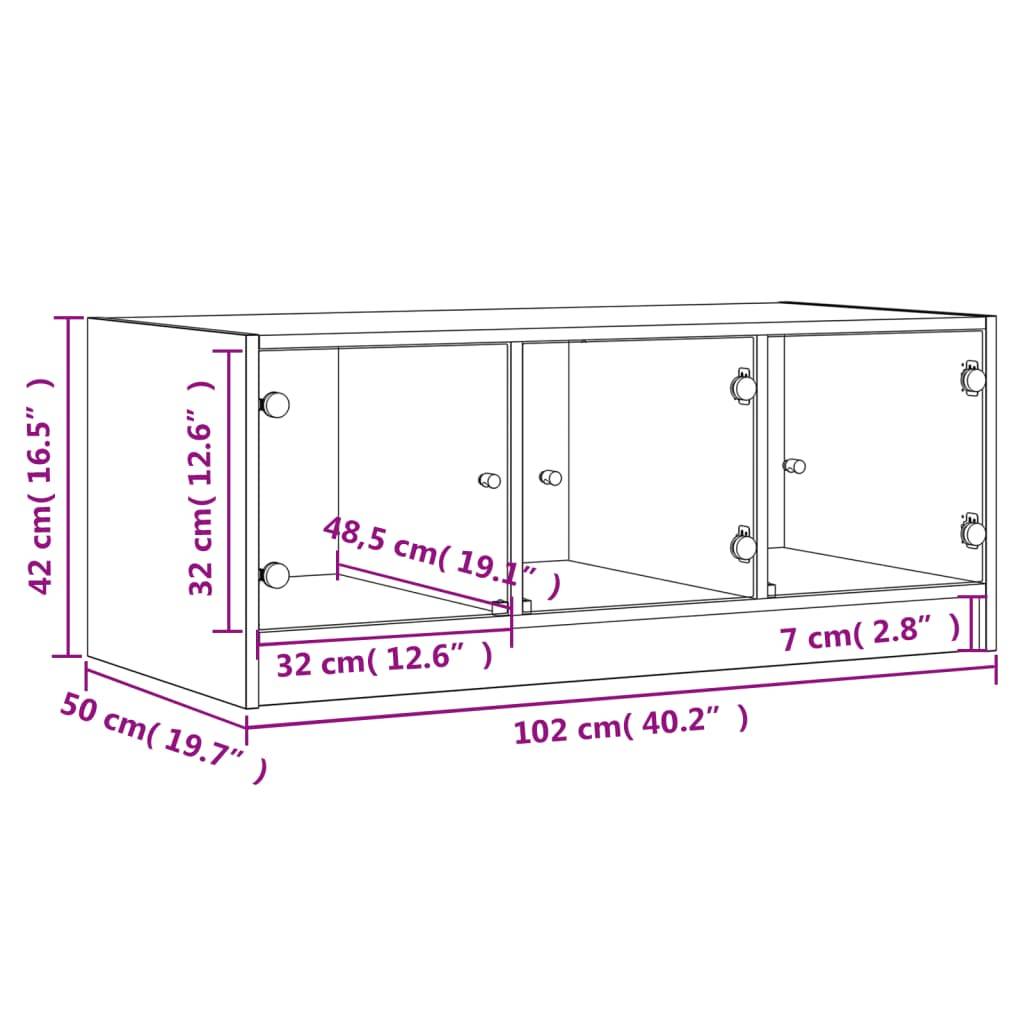 vidaXL Couchtisch mit Glastüren Weiß 102x50x42 cm