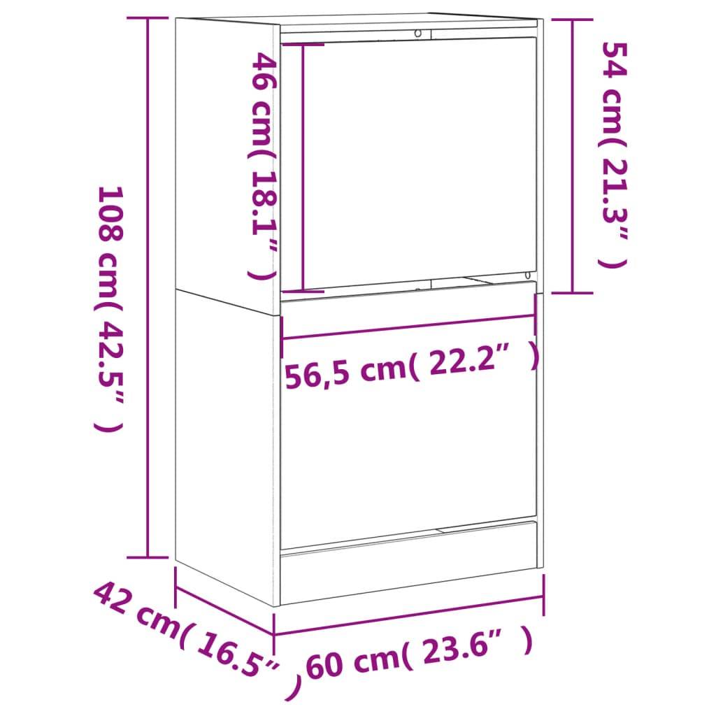 vidaXL Schuhschrank mit 2 Klappen Weiß 60x42x108 cm