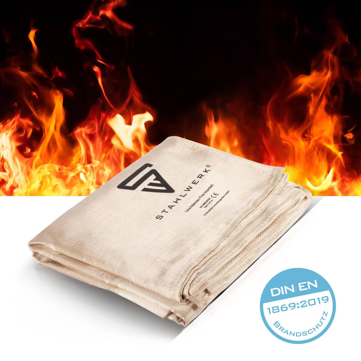 STAHLWERK Löschdecke 200 x 200 cm Fiberglas DIN EN 1869:2019