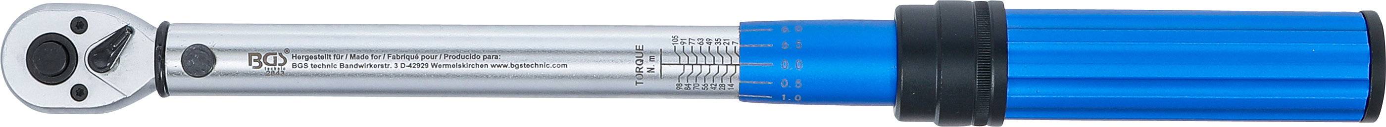 BGS 2843 Drehmomentschlüssel, Abtrieb Außenvierkan t 10 mm (3/8"), 7 - 105 Nm