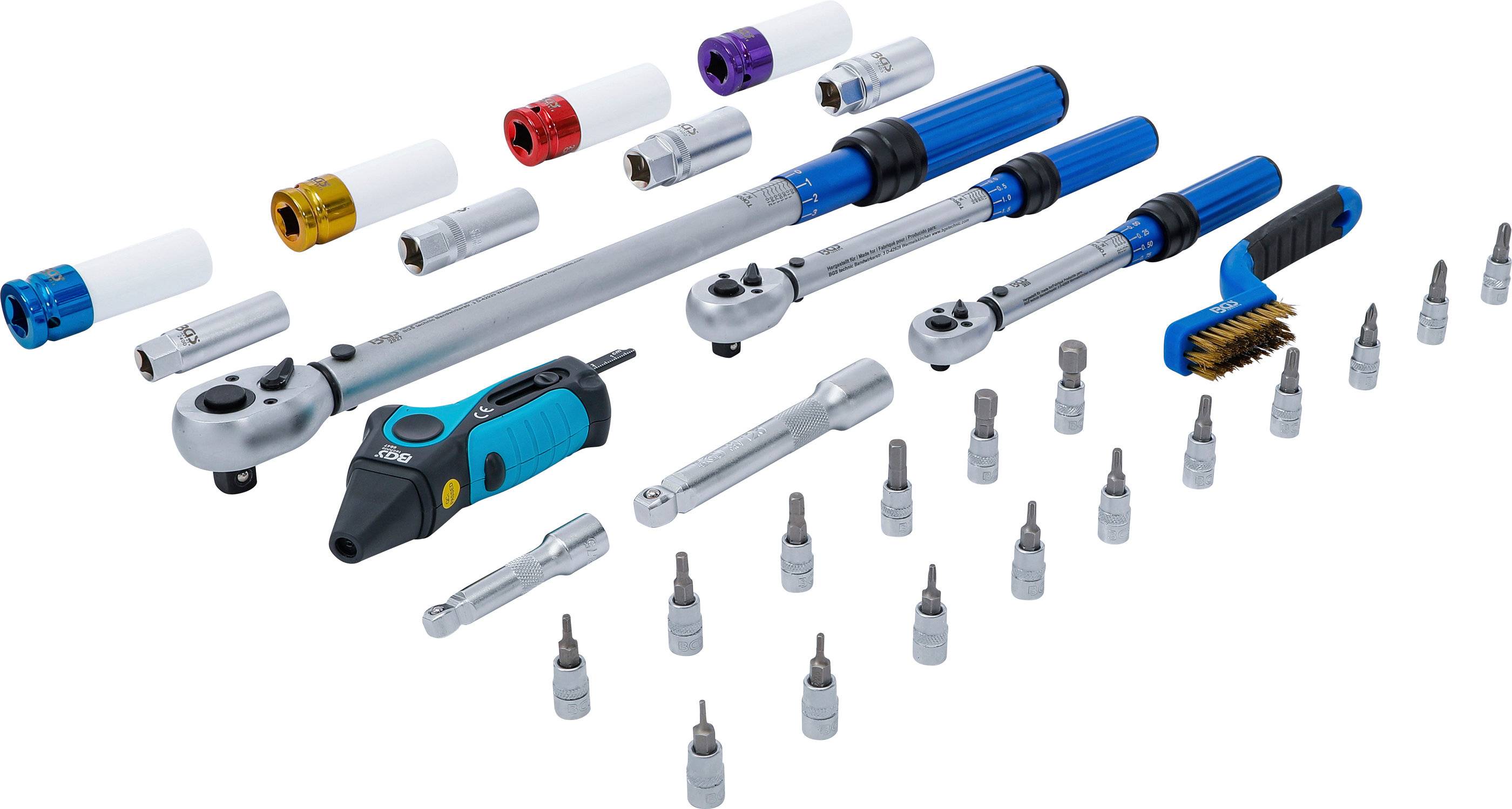 BGS Drehmomentschlüssel-Satz Abtrieb Außenvierkant 6,3 mm (1/4") 10 mm (3/8") 12,5 mm (1/2") | 31-tlg. - 74305