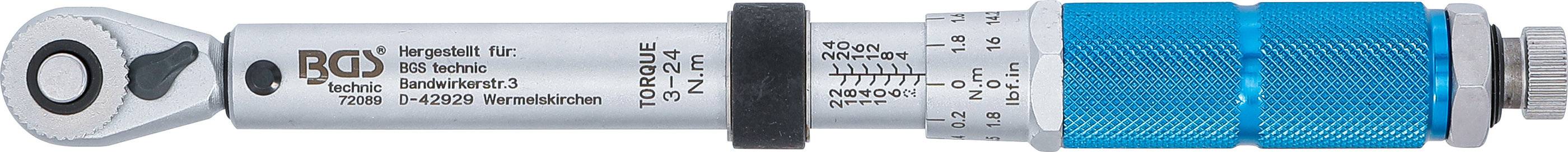 BGS 72089 Drehmomentschlüssel, Abtrieb Außenvierka nt 6,3 mm (1/4"), 3 - 24 Nm