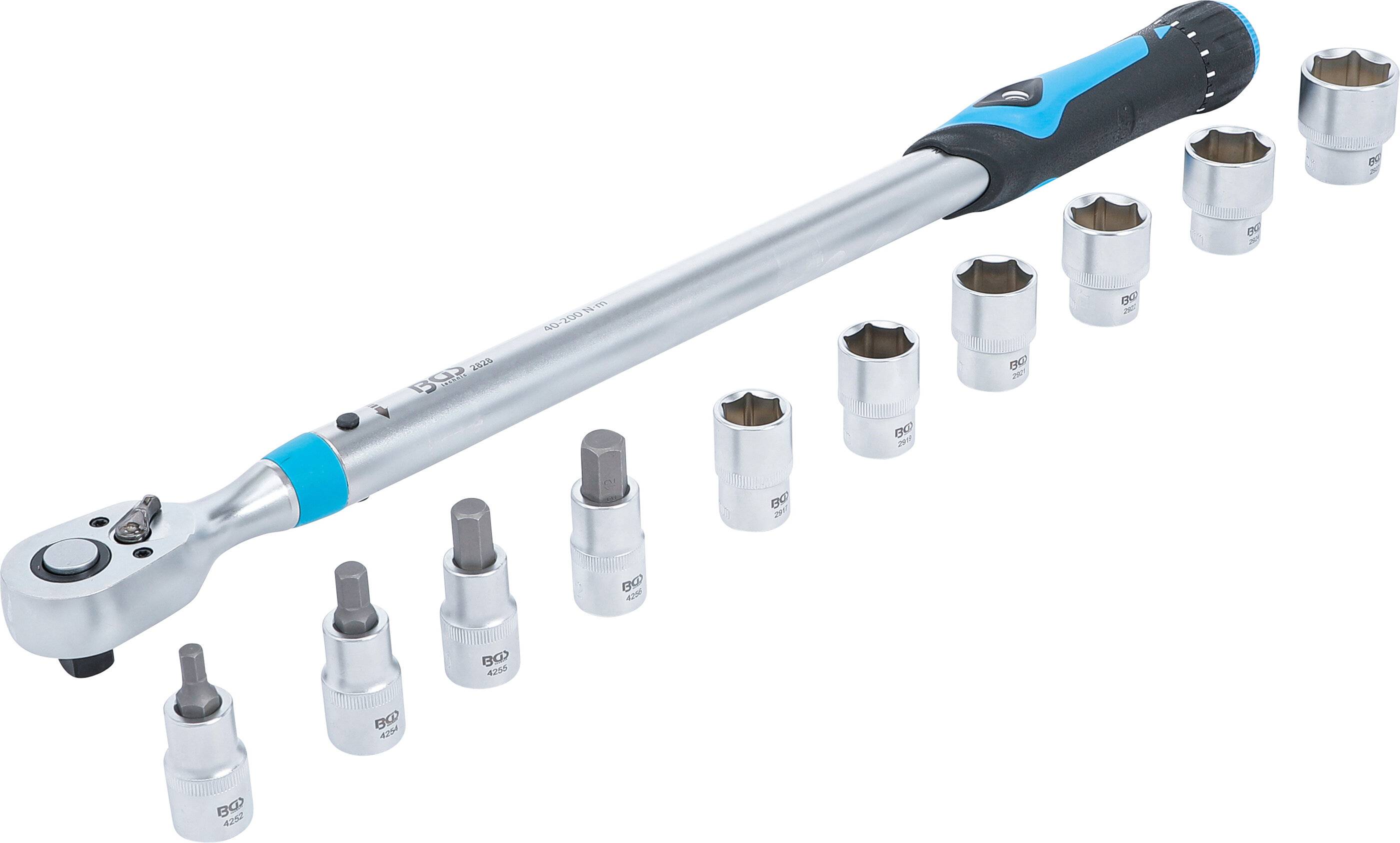 BGS 2865 Drehmomentschlüssel-Satz, Abtrieb Innenvi erkant 12,5 mm (1/2"), 40 - 200 Nm, 11-tlg.