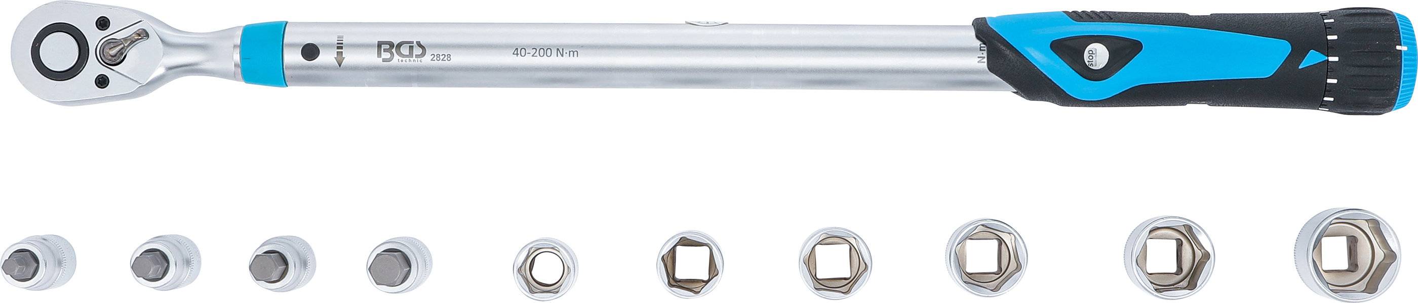 BGS 2865 Drehmomentschlüssel-Satz, Abtrieb Innenvi erkant 12,5 mm (1/2"), 40 - 200 Nm, 11-tlg.