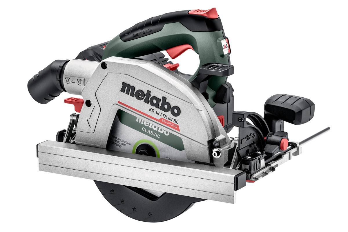 Metabo KS 18 LTX 66 BL Akku-Handkreissäge Schnitttiefe max. (90°) 66 mm inkl. 2. Akku, inkl. Ladegerät, inkl. Koffer 18 V 8.0 Ah