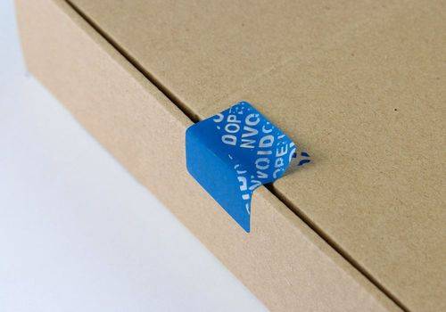 Sicherheitsetiketten Maße 38x32mm blau 500St./Rolle TRANSPAK