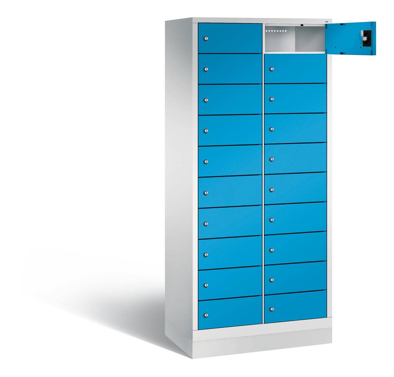 Laptopschrank S 3000 Evolo, Serie Evolo, Korpus: RAL 7035 Lichtgrau, Front: RAL 5012 Lichtblau