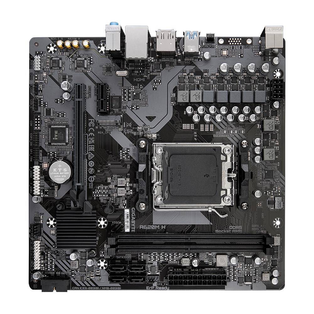 Gigabyte A620M H, AMD, Sockel AM5, AMD Ryzen 7000 Series, Sockel AM5, 96 GB, DDR5-SDRAM
