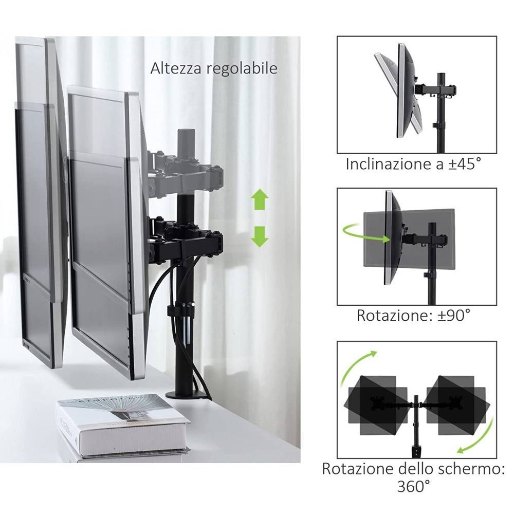 Schreibtischhalterung für 2 LCD TV LED -- 13-27, diagonal, mit Klemme TV