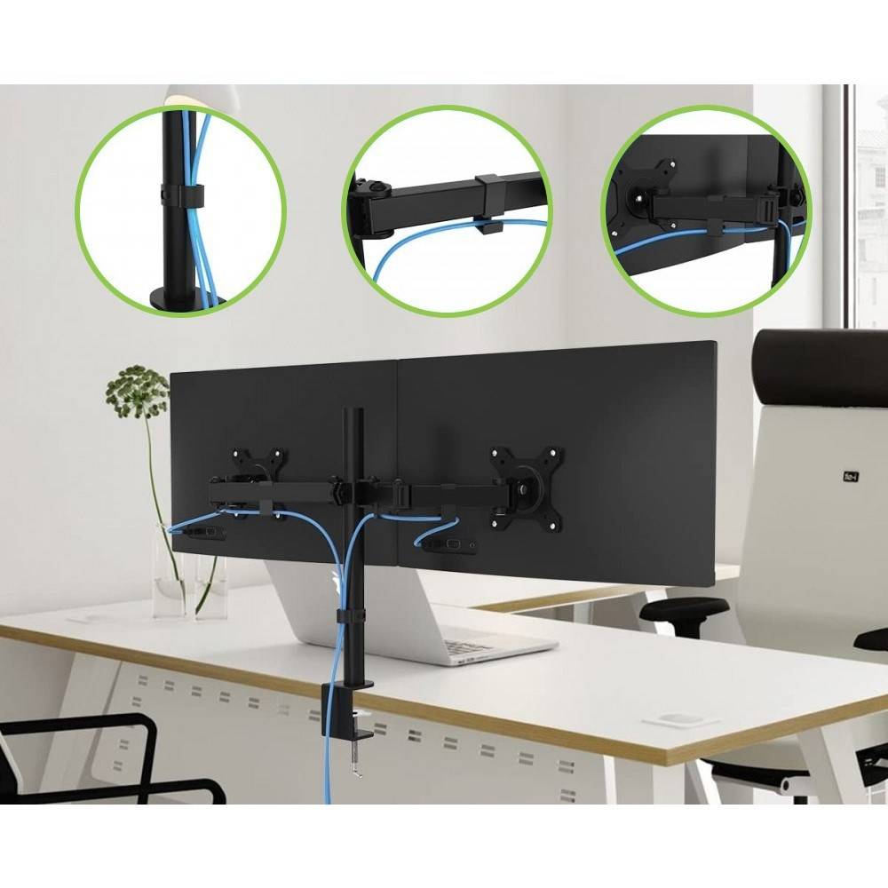 Schreibtischhalterung für 2 LCD TV LED -- 13-27, diagonal, mit Klemme TV