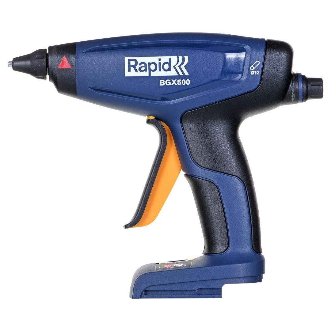 Rapid BGX500, Heißklebepistole, Schwarz, Blau, 14,994 g/min, 12 cm, 3 min, Akku