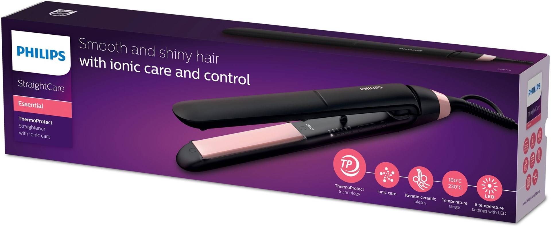 Glätteeisen Philips BHS378/00 Schwarz / Rose gold