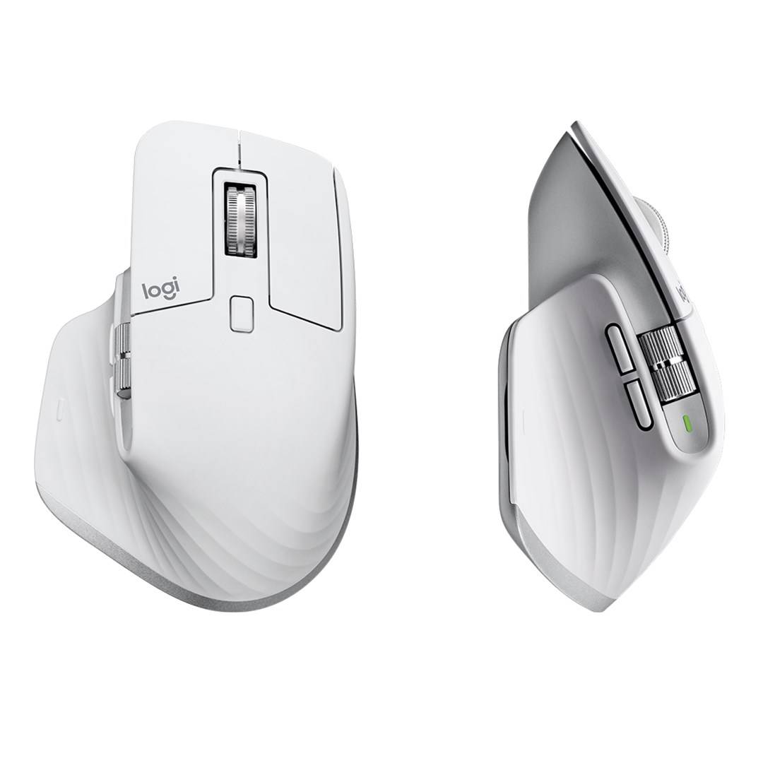 Logitech MX Master 3S Ergonomische Maus Bluetooth®, Funk Optisch Hellgrau 7 Tasten 8000 dpi Abnehmbares Kabel, Ergonomisch, Intelligentes Scrollra