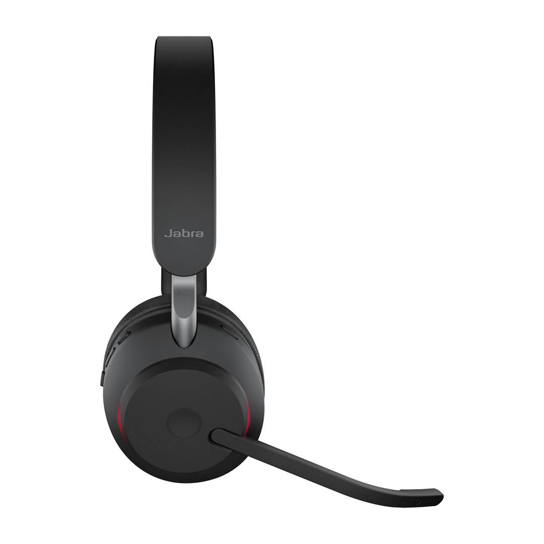 Jabra Evolve2 65 UC Telefon On Ear Headset Bluetooth® Stereo Schwarz Noise Cancelling Lautstärkeregelung, Batterieladeanzeige, Mikrofon-Stummschalt