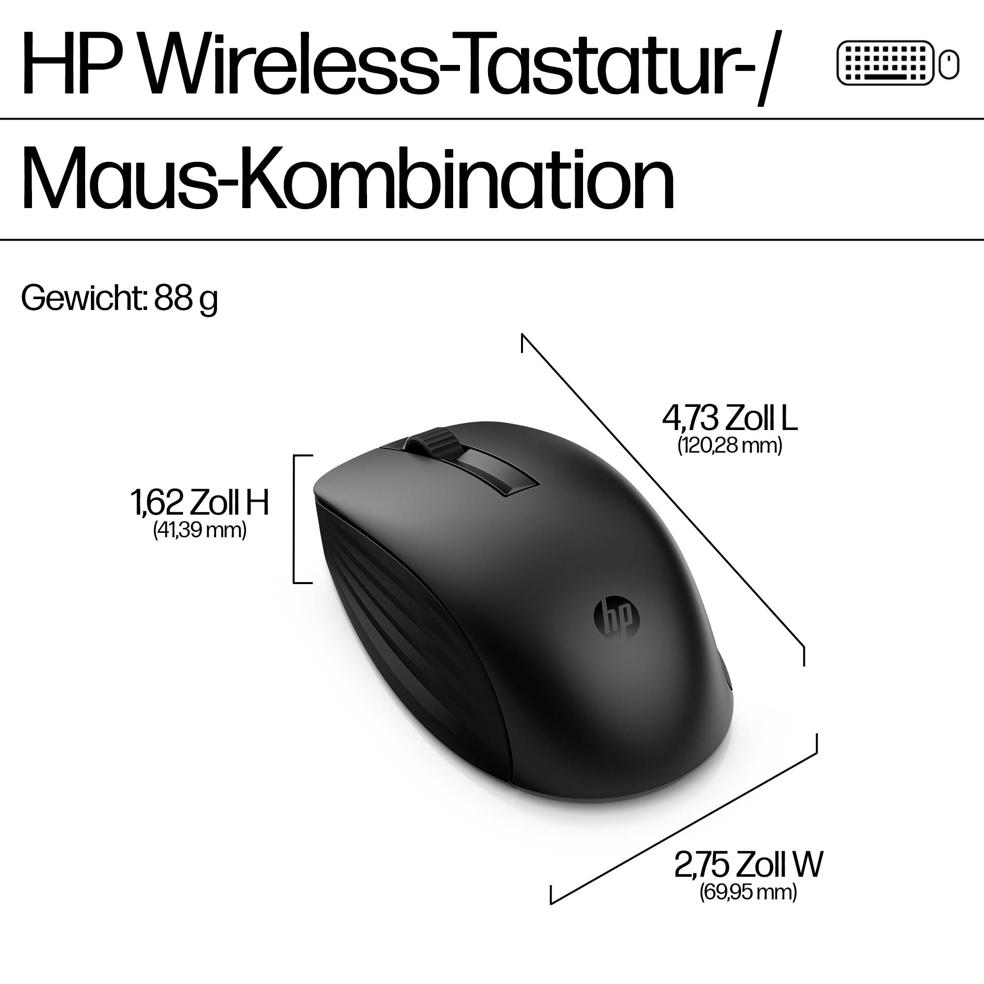 HP 655 - Tastatur-und-Maus-Set - kabellos - 2.4 GHz - TL: Deutsch, QWERTZ