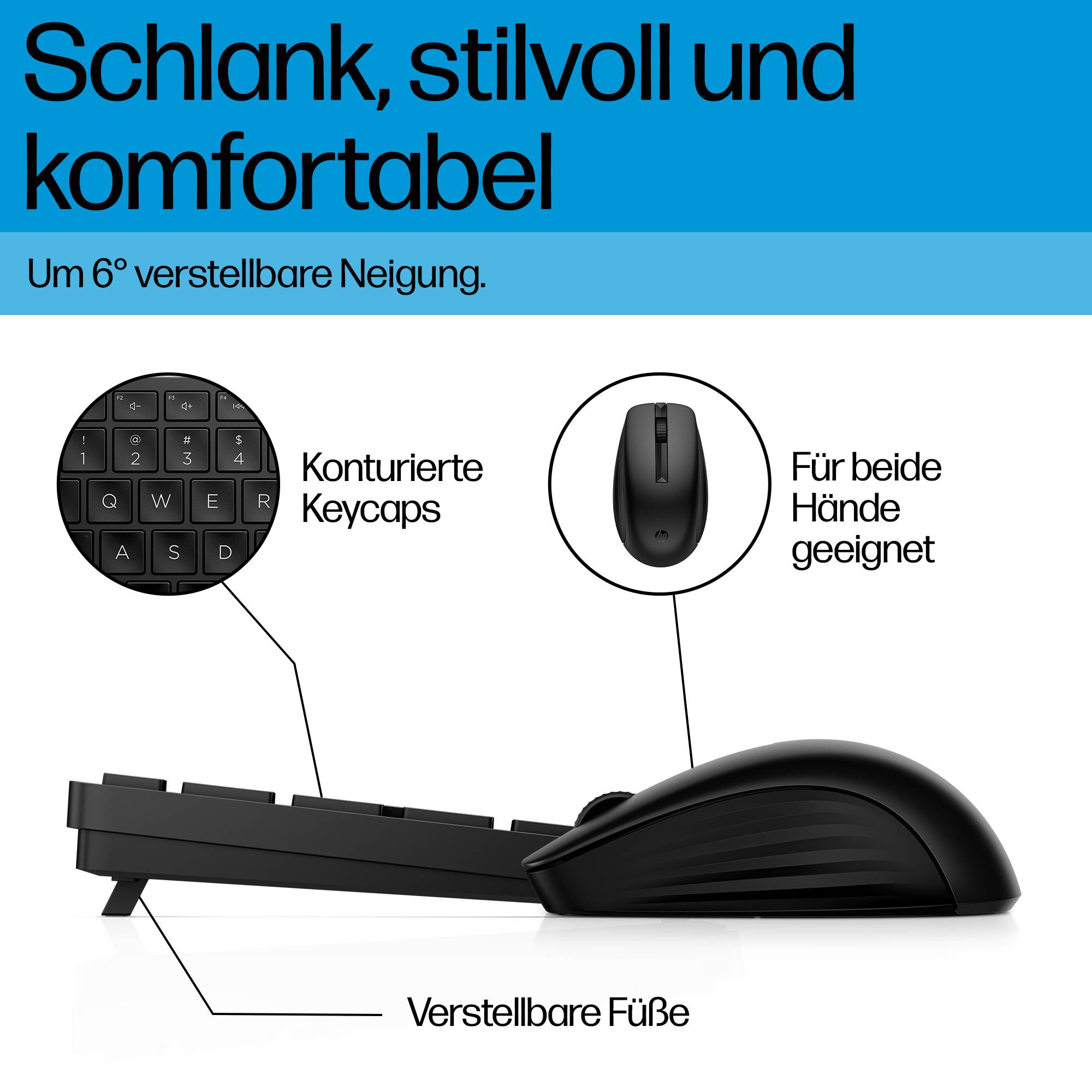 HP 655 - Tastatur-und-Maus-Set - kabellos - 2.4 GHz - TL: Deutsch, QWERTZ