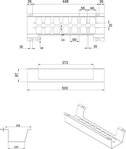 Kabelwanne BOXIT V Metall schwarz L.520mm B.120mm BMB