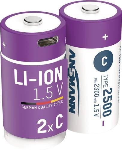 Ansmann 1313-0004, Wiederaufladbarer Akku, C, Lithium-Ion (Li-Ion), 1,5 V, 2 Stück(e), 2300 mAh