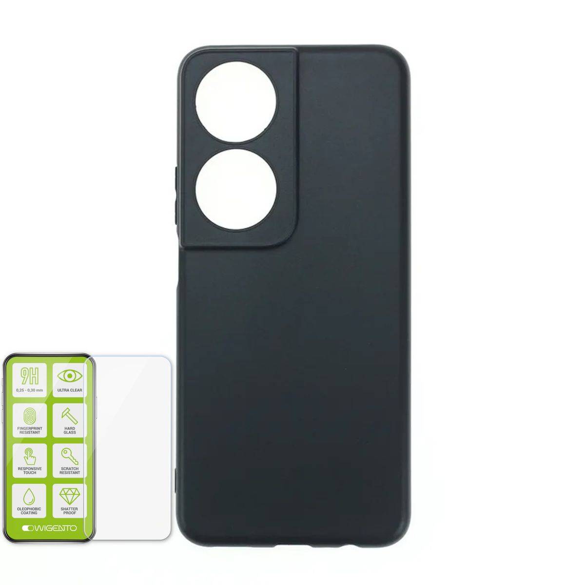 Für Honor X7b Silikon TPU Hülle Case Cover dünn Schwarz + H9 Hart Glas