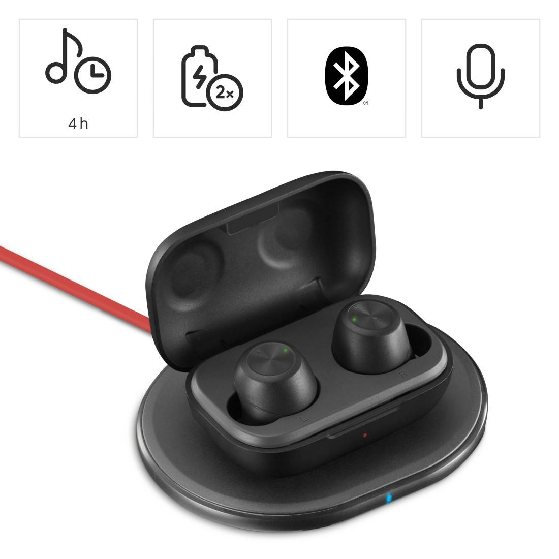 hama 00184090 Bluetooth®-Kopfhörer "Passion Chop", TWS, In-Ear, Wireless Charging, Schw.