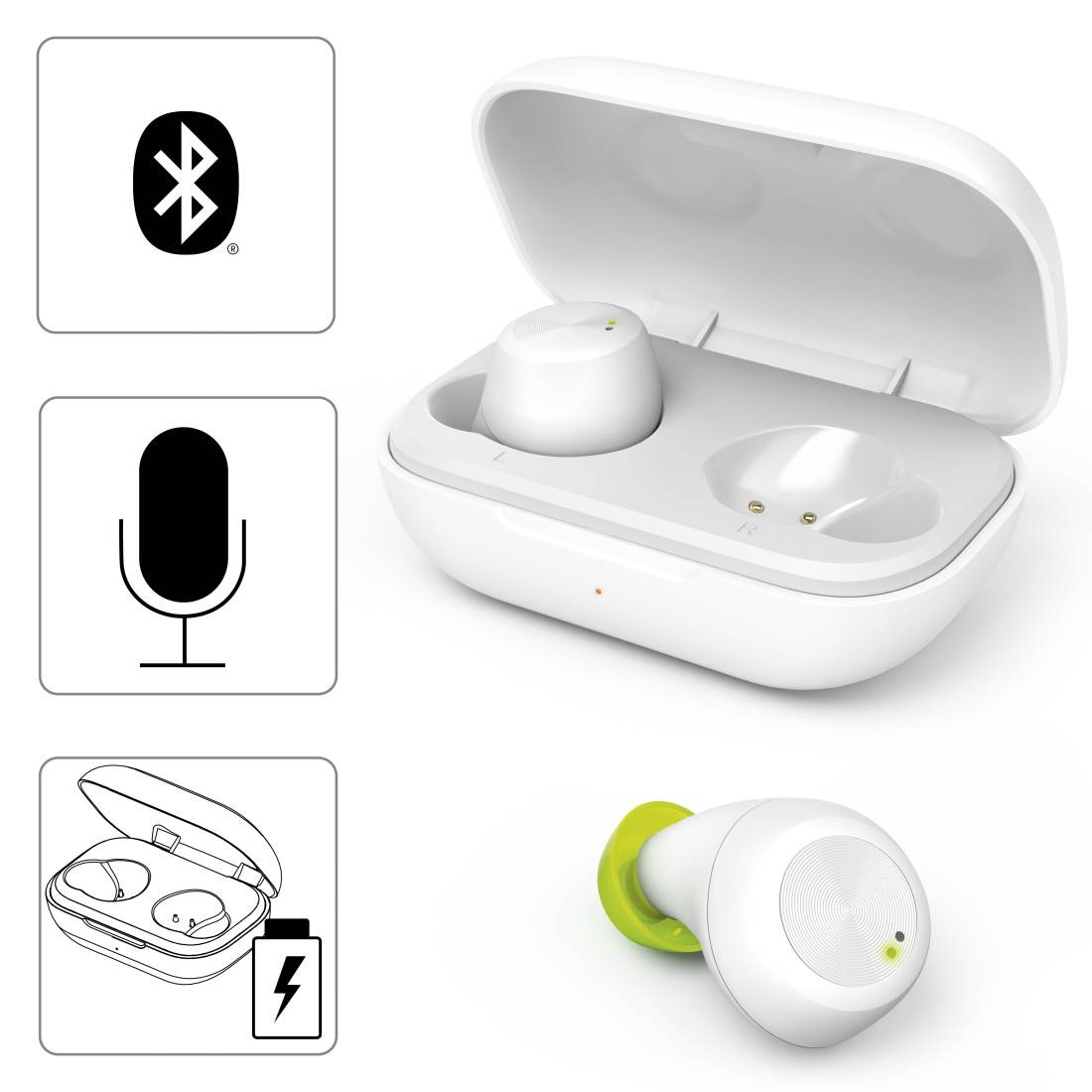 hama 00184126 Bluetooth®-Kopfhörer "Spirit Chop", True Wireless, In-Ear, Weiß