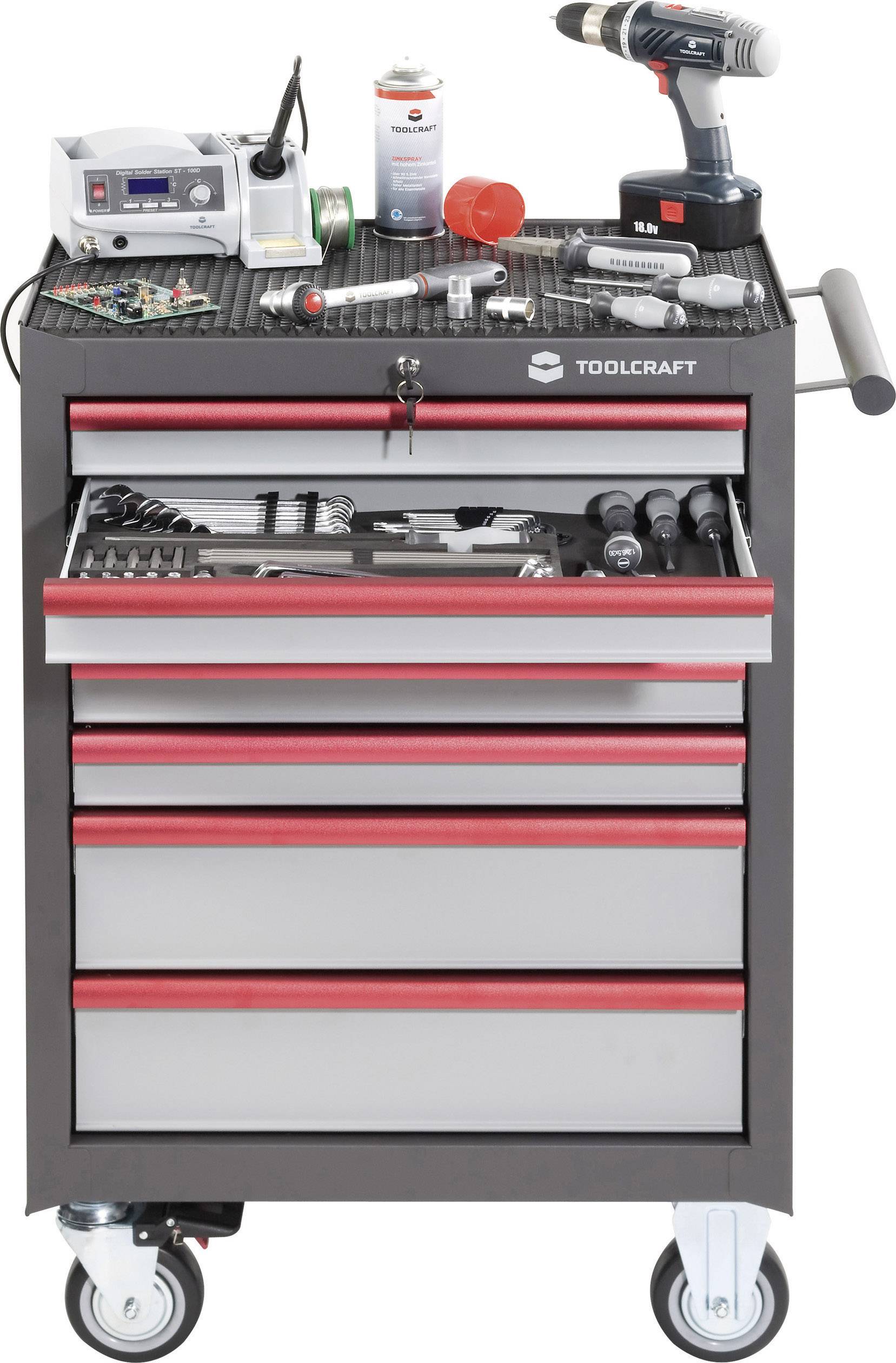TOOLCRAFT 887089 Werkstattwagen Herstellerfarbe: Grau, Anthrazit, Rot