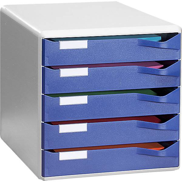 Ablagebox Post- und Formular-Set Gehäuse grau Schubladen blau 5 Schubladen. Leitz 982808 49